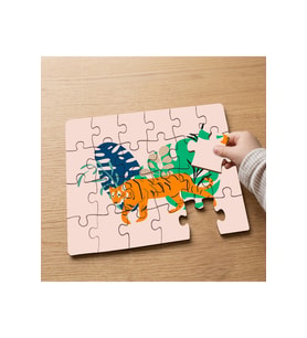 Tiger -Vahşi Kaplan Tasarımlı 24 Parça Ahşap Çocuk Puzzle MPK1134