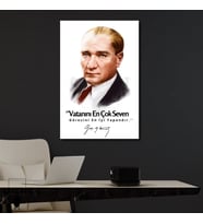 Tekli Dikey Kanvas Atatürk Sözleri Renkli Vatanını En Çok Seven Görevini En İyi Yapandır.