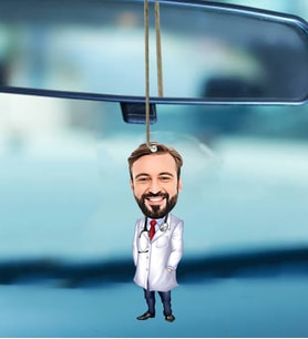 Kişiye Özel Doktor Tasarımlı Karikatür Araba Dikiz Ayna Süsü 208