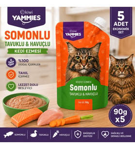 Kiwi Pets Kycc-50371 Yammies Somonlu Tavuklu Havuçlu Kedi Ezmesi 90 Gr*5 Adet