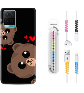 Vivo Y11S Y21S Y20 Y20S Y70 Kılıf Kablo Koruma Spiral Silikon Love Animals 1780