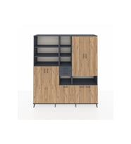 Hyperion Dolap 17 Raflı 2 Çekmeceli 7 Kapaklı 220x44x243 Antrasit-Çam/Antrasit