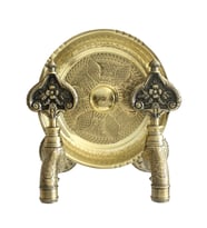 FKN İkili Sarı Hamam Taslı  Desenli Perlatörlü Antik Osmanlı Musluk (Antik Sarı Altın)