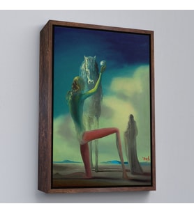 Çerçeveli Salvador Dali - Ölüm Şövalyesi Tablosu - Chevalier de la Mort (Kahverengi)