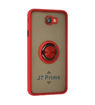 Galaxy J7 Prime Kılıf Montreal Yüzüklü Kapak - Kırmızı