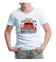 Amerikan Klasik Araba Beyaz Çocuk Tshirt