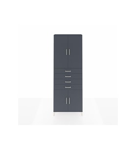 Arges Dolap 3 Raflı 4 Çekmeceli 4 Kapaklı 88x30x243 Antrasit-Antrasit