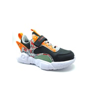 STEPPİNG 113 Filet Cırtlı Ünisex Çocuk Sneaker Ayakkabı SİYAH_BUZ_ORANJ (Siyah - Gri - Neon Turuncu)
