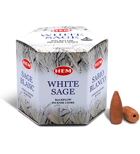 Tütsü Geri Akış Şelale Beyaz Adaçayı Kokulu 40 Konik Tütsü - White Sage Backflow Incense Cones