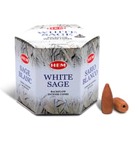 Tütsü Geri Akış Şelale Beyaz Adaçayı Kokulu 40 Konik Tütsü - White Sage Backflow Incense Cones