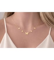 Kişiye Özel 925 Ayar Gümüş Tasarım Kelebek Çift Harf Kolye (Gold)