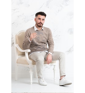 ECER SLİMFİT SIFIR YAKA İNCE ERKEK TRİKO KAZAK (Kahverengi)