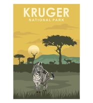 Kruger Ulusal Parkı Seyahat Posteri Güney Afrika Tablo Ahşap Poster Dekoratif