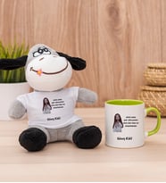Kişiye Özel Sen Onu da Soğutursun Esprili Peluş Eşek ve Yeşil Kupa