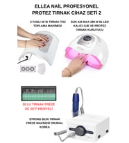 Protez Tırnak Cihaz Seti B135 Freze Cihazı & 3 Motorlu Tırnak Toz Toplama & Sun X26 Max UV 81 LED
