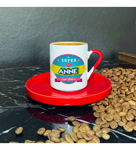 Süper Anne Hediye Kırmızı Türk Kahvesi Fincanı
