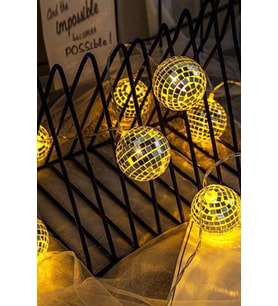 MOBGİFT Dekoratif Mini Disko Topu Şeklinde 10’lu Led Zinciri 2 Metre