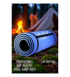 Turk Uyku Matı - Kamp Matı - Piknik Çadır Matı 11 mm Çift Taraflı Mavi