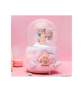 Ayıcıklı Büyük Boy Kar Küresi Işıklı, Müzikli, Püskürtmeli, Pembe, 16X12 (K.Pembe)