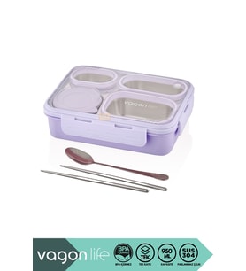 Tek Katlı 4 Bölmeli 950ml Çelik Sefer Tası Yemek Kutusu
