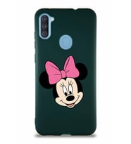 Samsung Galaxy M11 Soft Premier Kapak Minnie Mouse-C Tasarımlı Silikon Kılıf - Yeşil (Şeffaf)