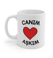 Canım Aşkım Kalp Baskılı Beyaz Renk Seramik Kupa Bardak