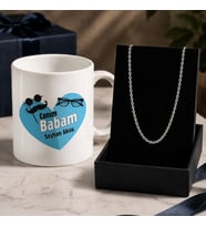 BK Gift Kişiye Özel Babalar Günü Tasarımlı Beyaz Kupa & Forse Zincir Kolye -8, Babalar Günü Hediyesi