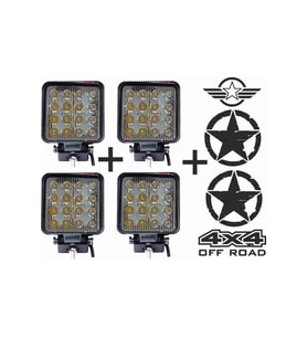 Sm Motors Off Road Sis Farı Sis Lambası 16 Led Kare 4'lü Paket Siyah TYC00490455239