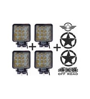 Sm Motors Off Road Sis Farı Sis Lambası 16 Led Kare 4'lü Paket Siyah TYC00490455239