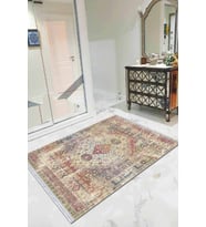 Çok Renkli Vintage Dokuma Pamuk Taban Kaymaz Kilim KLM106