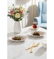 Porsima 4463 Liana Porselen Kayık Tabak Seti - Oval Kahvaltılık Sunumluk Seti 20cm