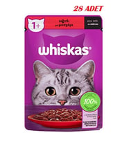 Whiskas Pouch Sos Içinde Sığır Etli Yetişkin Kedi Konservesi 28 Adet 85 gr