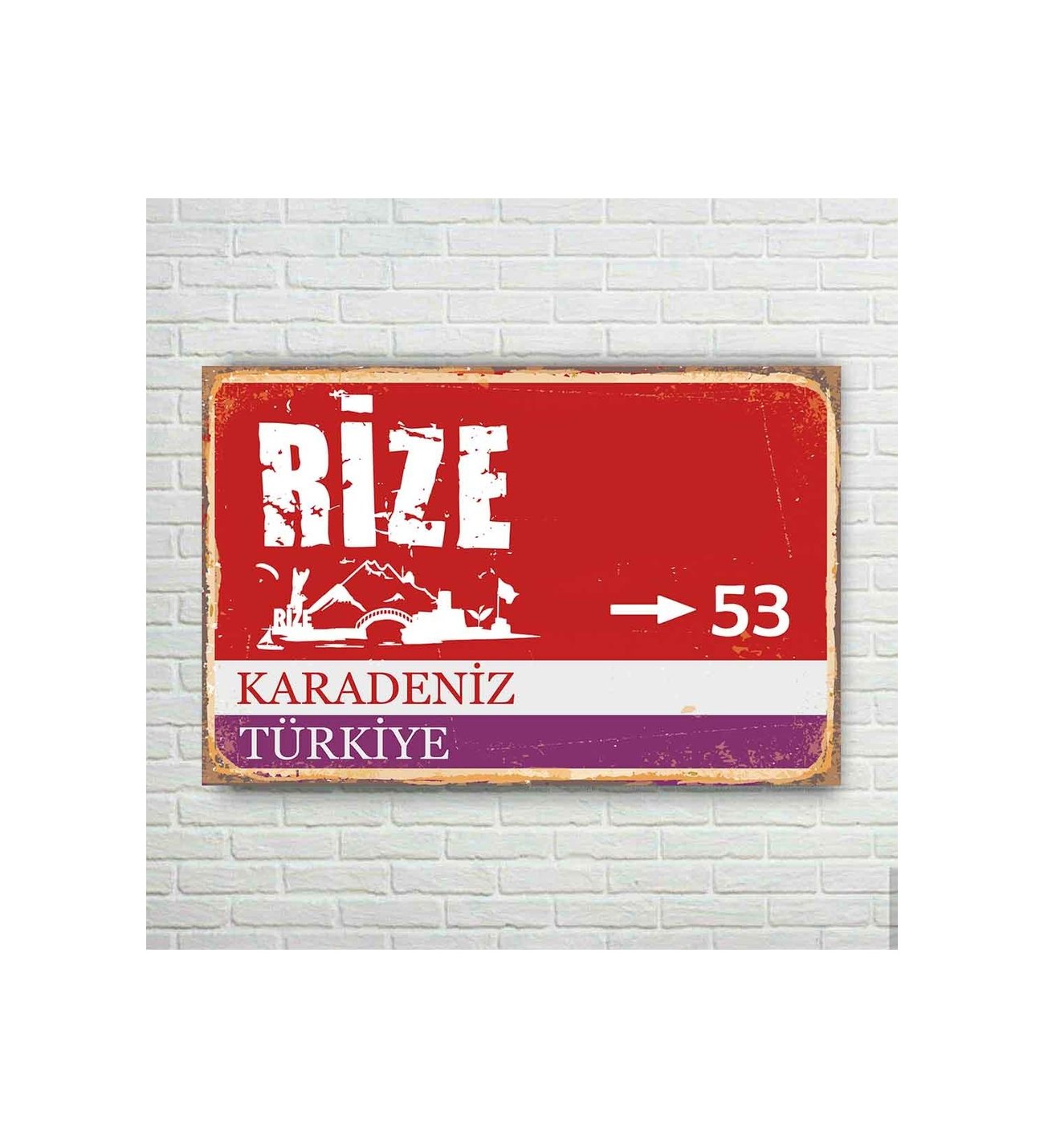 Trend Poster Rize Plaka Retro Ahşap Poster