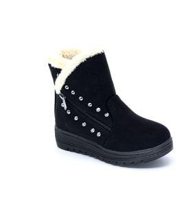 Trendyshose 6411 Kız Çocuk İçi Kurklu Kaymaz Taban Bot (Siyah)
