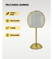 Gold Telli Masa Lambası - Dokunmatik - 3 Renk Işık