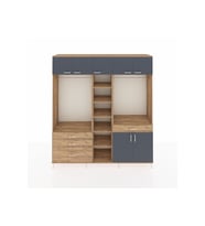 Hyperion Dolap 11 Raflı 4 Çekmeceli 2 Askılı 220x44x243 Çam-Antrasit/Çam