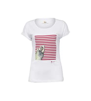 Biggdesign Pistachio Çizgili Kadın T-Shirt (Beyaz)