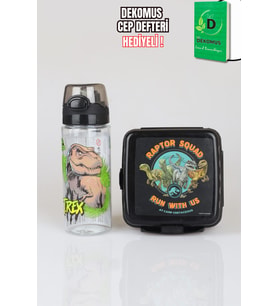 x Dekomus Lisanslı Jurassic World T-Rex 500 Ml Matara Ve Beslenme Kabı Seti