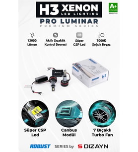 S-Dizayn Pro Luminar H3 Led Xenon / 60W / 12000LM / 7000K A+ Kalite