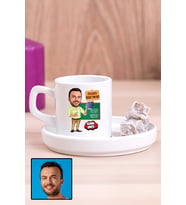 Erkek Felsefe Öğretmenine Özel Hediye Karikatürlü Concept Türk Kahvesi Fincanı