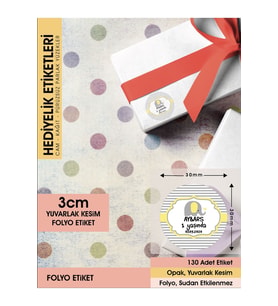 Erkek Çocuk Sarı Fil Konsept, Cemiyetleriniz İçin 3cm - 130 Adet Folyo Sticker