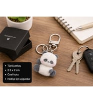 Kawaii Panda Charm Anahtarlık Peluş Figür Sevimli Anahtar Aksesuarı Hediye