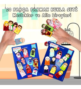 2 Set - 20 Parça Tox Aile Üyeleri ve Meslekler 20 Parça Parmak Kukla T751 T762