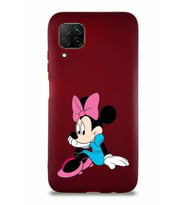 Huawei P40 Lite Soft Premier Kapak Minnie Mouse-E Tasarımlı Silikon Kılıf - Mürdüm (Şeffaf)