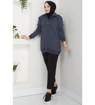 Çıkarılabilir Kapüşonlu 3 İplik Şardonlu Sweatshirt Antrasit