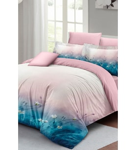 Nevresim Takımı %100 Doğal Pamuk Çift Kişilik 3d Digital Soft Blue