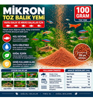 Mikron Toz Balık Yemi 100 gr, Yavru ve Küçük Akvaryum Balıkları İçin