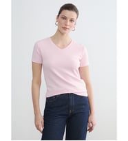 LCWAIKIKI Basic Pembe V Yaka Soft Touch Kadın Tişört