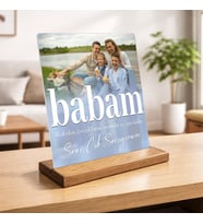 Babalar Günününe Özel En Anlamlı Hediye - Kişiye Özel Fotoğraflı Pleksi Ahşap Stand