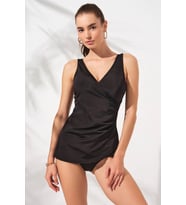 Mara Kruvaze Formlu Tankini Takım (Siyah)
